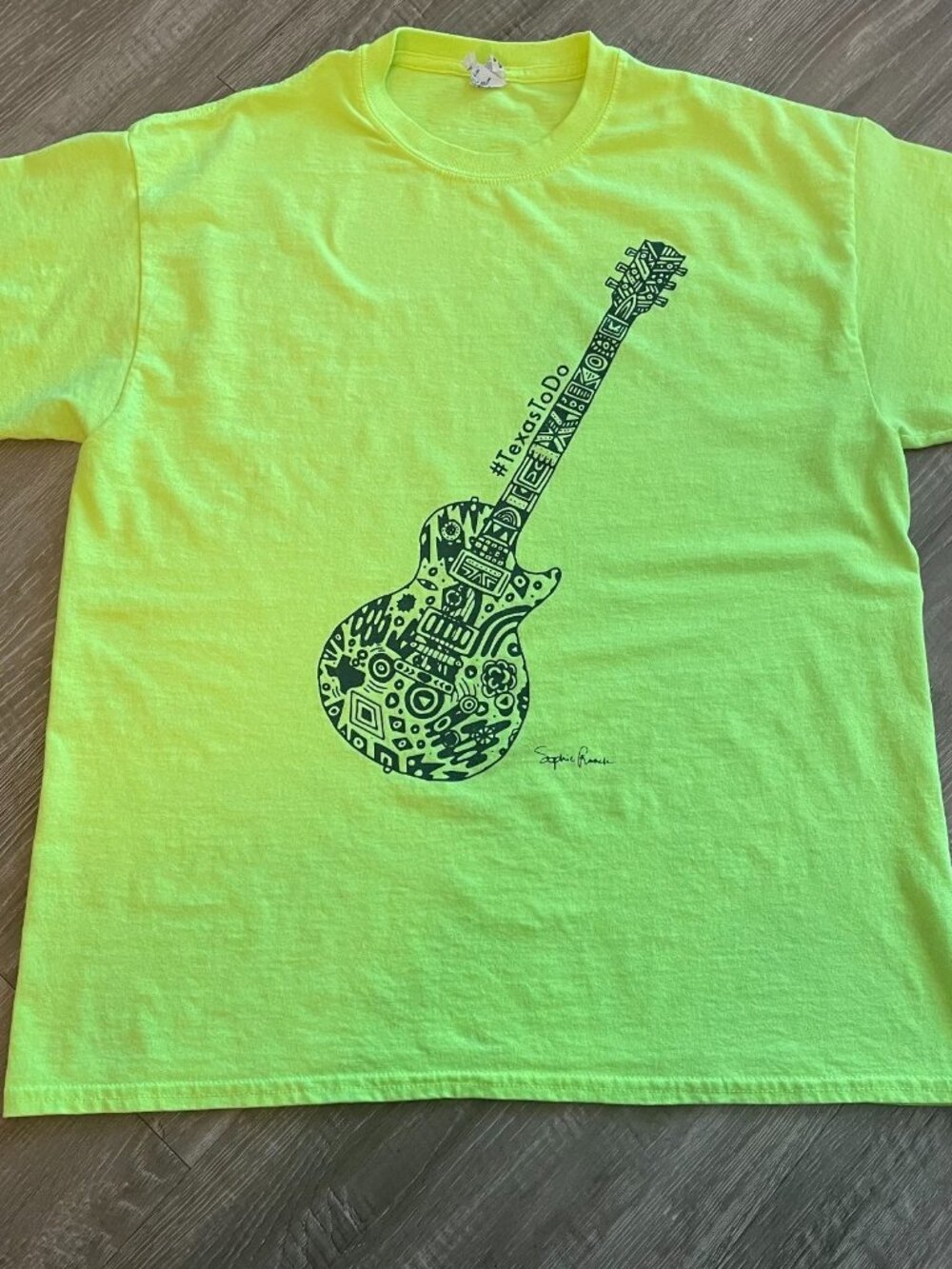 Sophie Roach Texas To Do Vintage T-Shirt Size L Green Summer Graphic Art Tee